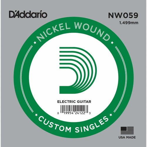 2 x D'Addario NW059 Single Nickel Wound .059 Electric Guitar Strings, String