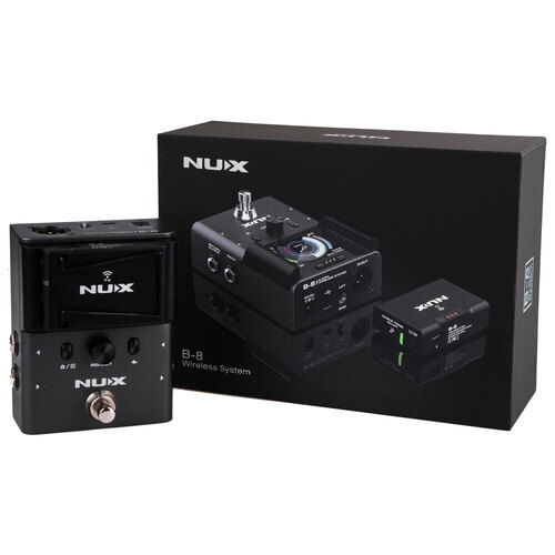 NUX B-8 Professional Instrument Digital Wireless System with Pedal Receiver, 2.4 GHz, 24-bit Audio, Up to 50m Range, Built-in Tuner and Booster