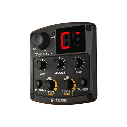 Cherub GT-6 Acoustic Guitar Preamp with 4 Band EQ, Onboard Tuner, FX, and Piezo Pickup