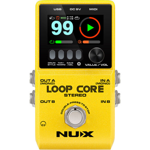 NUX Loop Core Stereo Effects Pedal with LCD Display, 6 Hours Recording, 99 Memories, 50 Drum Patterns, MIDI Control, and Custom Boot-up Picture