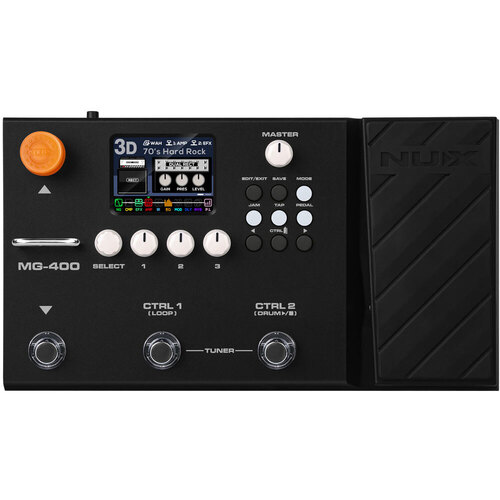 NUX MG-400 Guitar Modeling Processor with 10 Signal Blocks, USB Interface, 12 IR Slots, and 2.8" Color LCD for Electric and Acoustic Guitars