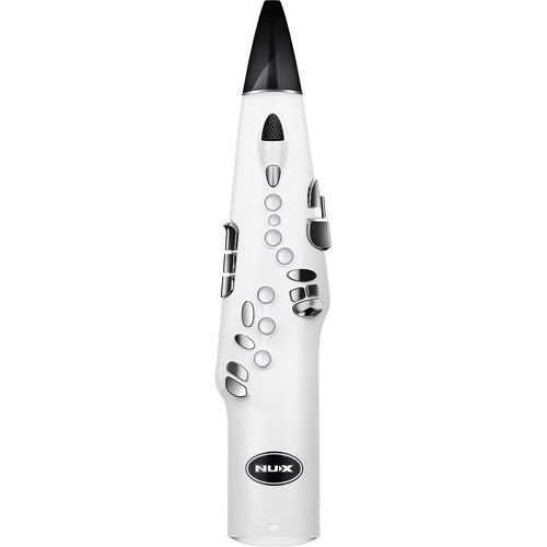 NUX NES-1 Digital Wind Instrument with Bluetooth, MIDI, 5.8GHz Wireless, 50 Sounds, LCD Screen, Dual Controls, and Accessories in White
