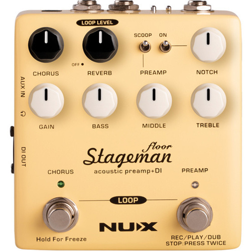 NU-X Verdugo Series Stageman Floor Acoustic Preamp and DI Pedal with Effects and Looper Function