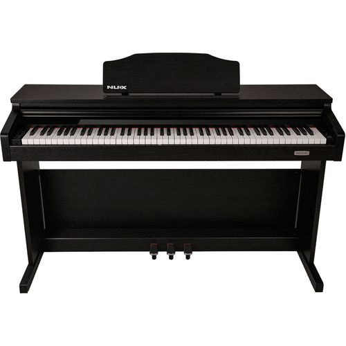 NU-X WK520 88-Key Upright Digital Piano with Slide-Top, Bluetooth, Dark Wood Finish, 300 Tones, 100 Rhythms, Teaching Functions, LED Display