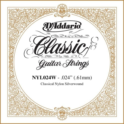 D'Addario NYL024W Silver-plated Copper Classical Single String, .024