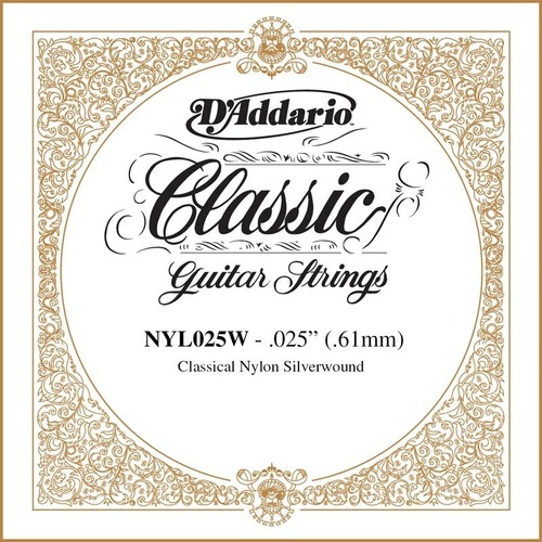 D'Addario NYL025W Silver-plated Copper Classical Single String, .025