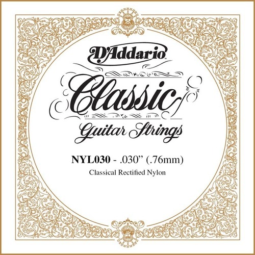 D'Addario NYL030 Rectified Nylon Classical Guitar Single String ,.030