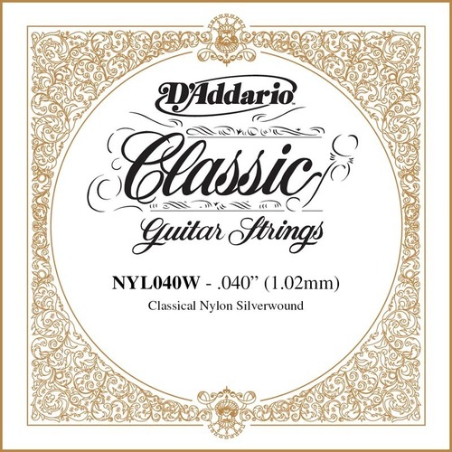 D'Addario NYL040W Silver-plated Copper Classical Single String, .040