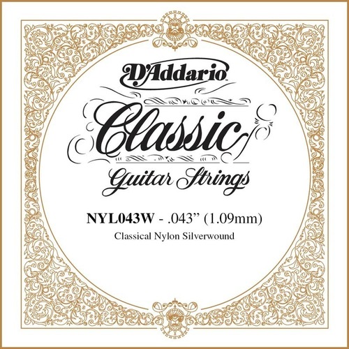 D'Addario NYL043W Silver-plated Copper Classical Single String, .043