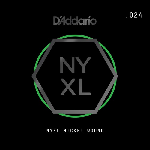D'Addario NYXL Nickel Wound Electric Guitar Single String, .024