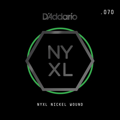 D'Addario NYXL Nickel Wound Electric Guitar Single String, .070