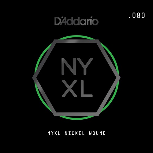 D'Addario NYXL Nickel Wound Electric Guitar Single String, .080