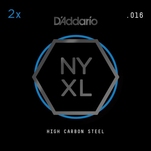 D'Addario NYXL 2-Pack Plain Steel Guitar Strings, .016