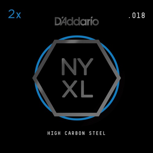 D'Addario NYXL 2-Pack Plain Steel Guitar Strings, .018