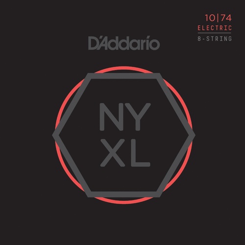 D'Addario NYXL1074 Nickel Wound 8-String Electric Guitar Strings, Light Top - Heavy Bottom, 10-74