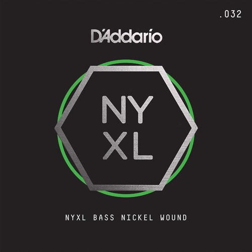 D'Addario NYXLB032, NYXL Nickel Wound Bass Guitar Single String, Long Scale, .032