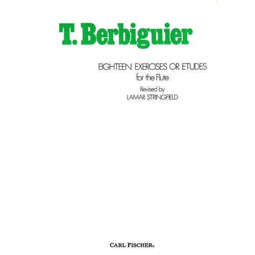 18 Exercises and Etudes for Flute by Berbiguier