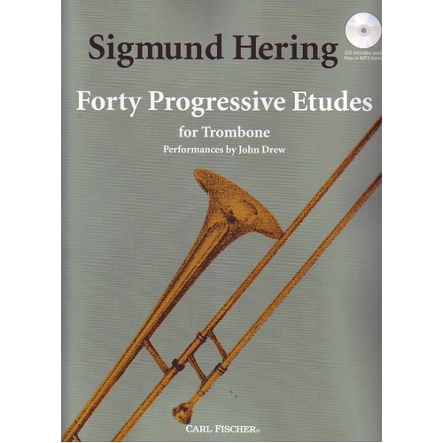 Hering 40 Progressive Etudes for Trombone - Sigmund Hering, 48 Pages, Includes MP3 Recordings, Carl Fischer