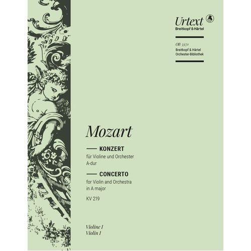 Violin Concerto No. 5 in A major K. 219 for Violin by Mozart, 12 Pages, Published by Breitkopf & Härtel