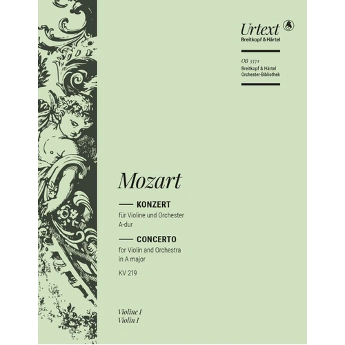Mozart Violin Concerto No. 5 in A Major K. 219 - 1 Part, 12 Pages, Published by Breitkopf & Härtel