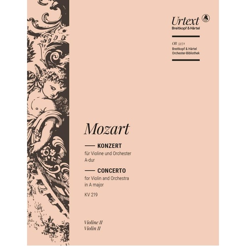 Mozart Violin Concerto No. 5 in A Major K. 219, 2-Part, Breitkopf & Härtel, 12 Pages
