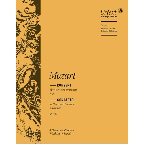 Violin Concerto No. 5 in A Major K. 219 Parts, Mozart, Orchestra, Publisher: Breitkopf & Härtel, 24 Pages