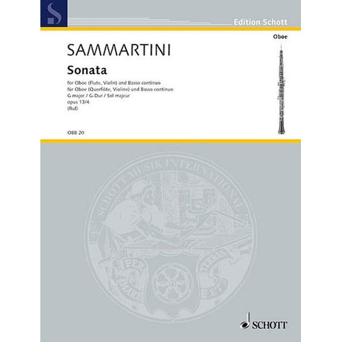 Sonata Op 13 No 4 G Oboe / Continuo Book
