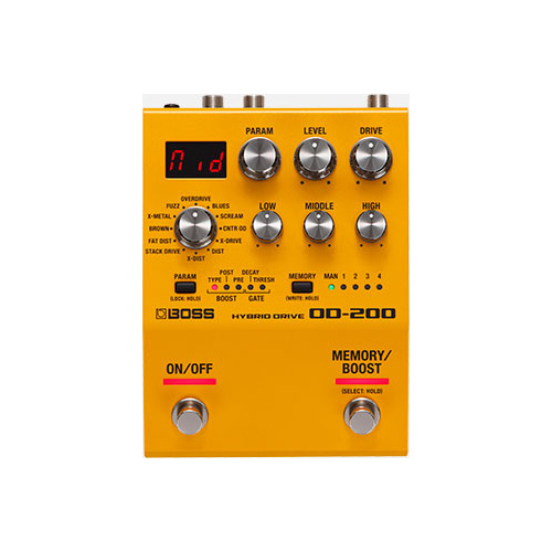 BOSS OD-200 Hybrid Drive Pedal - 200 Series Multi-Function Overdrive with Onboard Memory