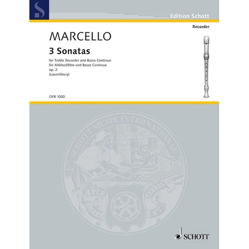 3 Sonatas Op 2 for Treble Recorder and Basso Continuo - Cello Sheet Music