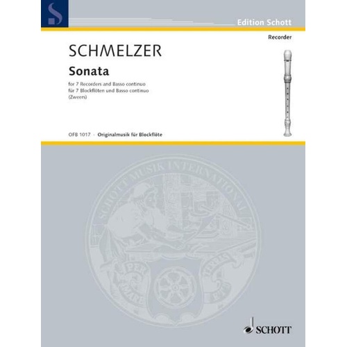 Schmelzer - Sonata for 7 Recorders (SSAATTB) Basso Continuo, Schott Music