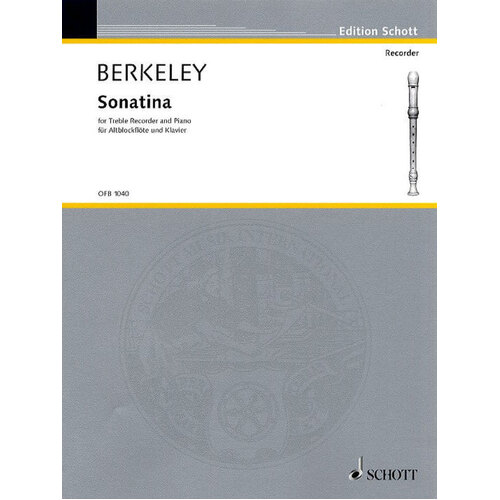 Berkeley - Sonatina Flute Or Treble Recorder/Piano (Softcover Book)