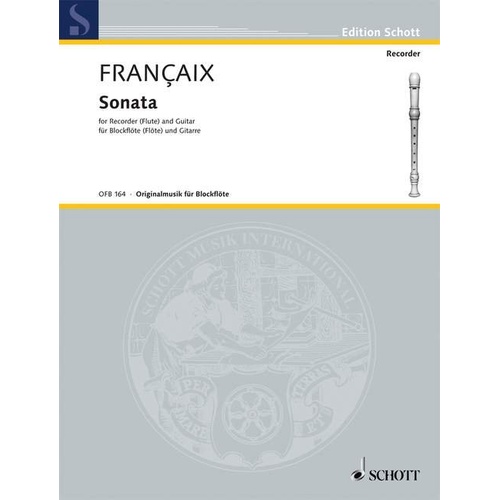 Francaix - Sonata for Recorder and Guitar by Schott Music, 34 Pages