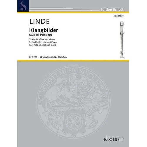 Linde Musical Paintings Treble Recorder Piano by Hans-Martin Linde, Schott Music, 12 Pages