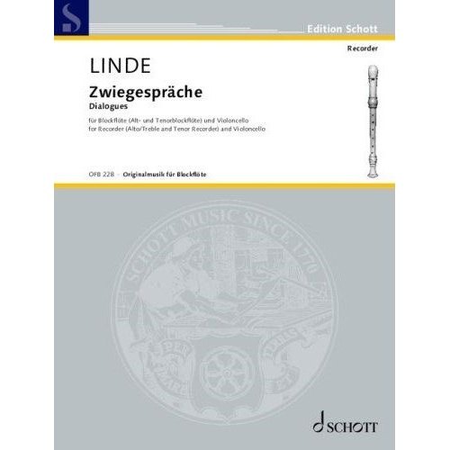 Linde - Dialogues for Recorder (Treble and Tenor) and Cello, Duo, 16 Pages, Schott Music