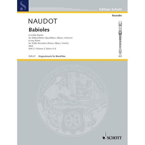 Naudot - Babioles Op. 10 Vol. 2 Suites 4-6 Duets for Treble Recorder