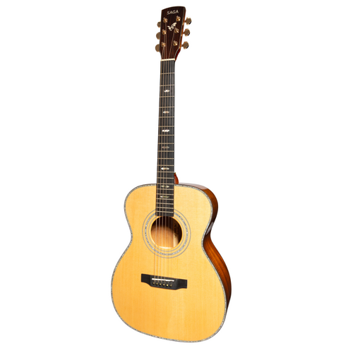 Saga OL18 All Solid Folk Acoustic-Electric Guitar Natural with Case