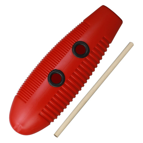 Opus Percussion Medium Plastic Guiro - Red Finish, 32cm with Wooden Striker