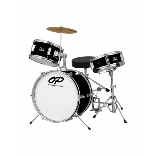 Opus Percussion 3-Piece Junior Drum Kit with Black Wrap Finish
