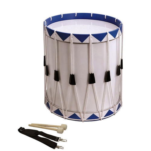 Opus Percussion Samba Drum White & Blue with Carry Strap & Beaters 35cm x 43cm