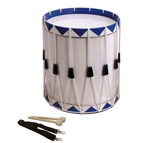 Opus Percussion Samba Drum White & Blue with Carry Strap & Beaters 40cm x 49cm