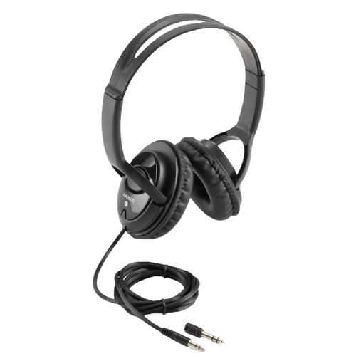 On Stage AA3500 Wired Audio Headphones with 6' Cable and 1/4" Adapter - Black