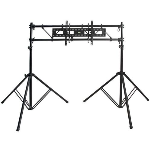 On Stage LCD TV Truss Mounting System, VESA-Compatible, 40"-70", Max Weight 95 lbs, Height Adjustable 62.75"-88.5", Cable Management, Black Finish