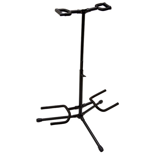 On Stage OSGS7221BD Deluxe Folding Double Guitar Stand - Black Powder Coat Finish
