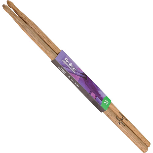 On Stage 7A Hickory Wood Tip Drum Sticks - Kiln Dried, Straight, Durable, 1 Pair