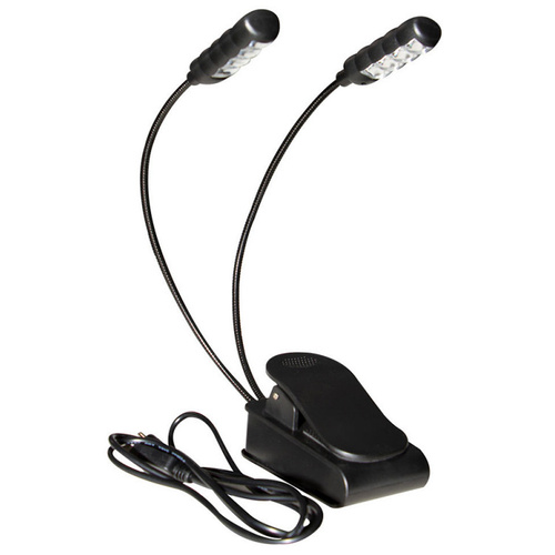 On Stage Dual Head USB Rechargeable Clip-On Sheet Music Light with Flexible Goosenecks