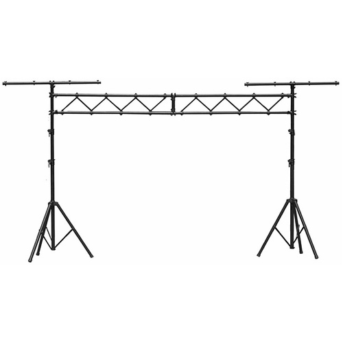 On Stage 10ft Alloy Truss System with Lighting Stands - Holds 16 Par Cans, 200 lbs Capacity, Adjustable Height, Black Powder Coat Finish
