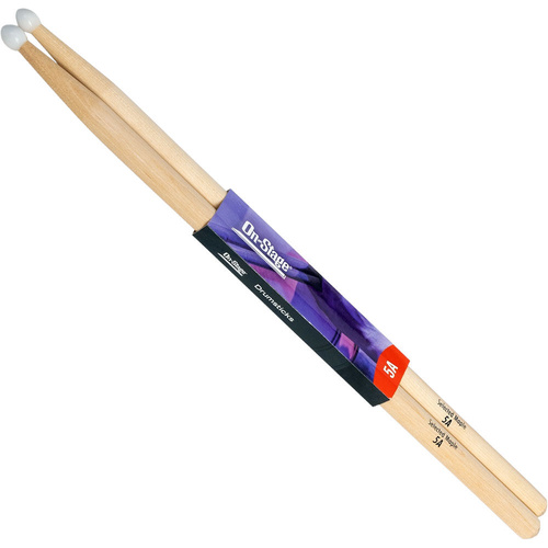 On Stage 5A Maple Drum Sticks with Nylon Tip - Kiln Dried, Durable, Lightweight