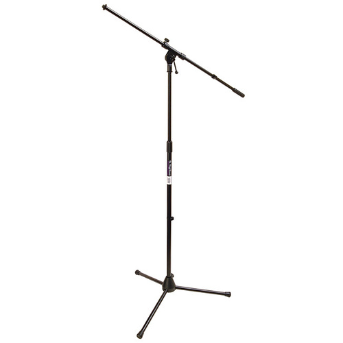 On Stage Boom Mic Stand with 30" Euro Boom, Removable Boom Arm, Zinc Mid-Point Clutch, Black Finish
