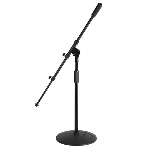 On Stage Low Profile Microphone Stand for Kick Drum/Amp, Adjustable Height 17-28.5", Black Powder Coat Finish