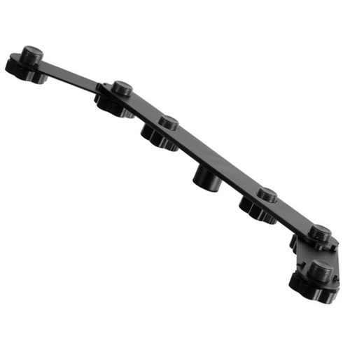 On Stage Deluxe Stereo Mic Attachment Bar for 6 Mics, 16" Length, 5/8" - 27 Threading, 0-45 Degree Angle Adjustment, Black